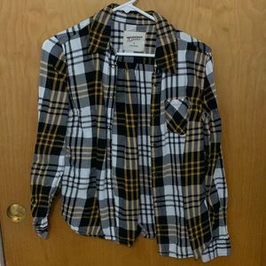 Gold on Monochrome Plaid Button-Down